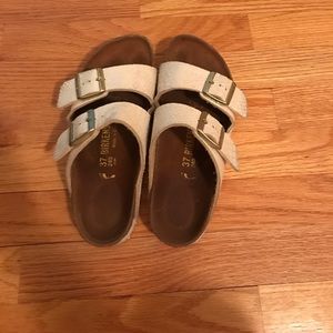White snakeskin Birkenstocks. size 37.